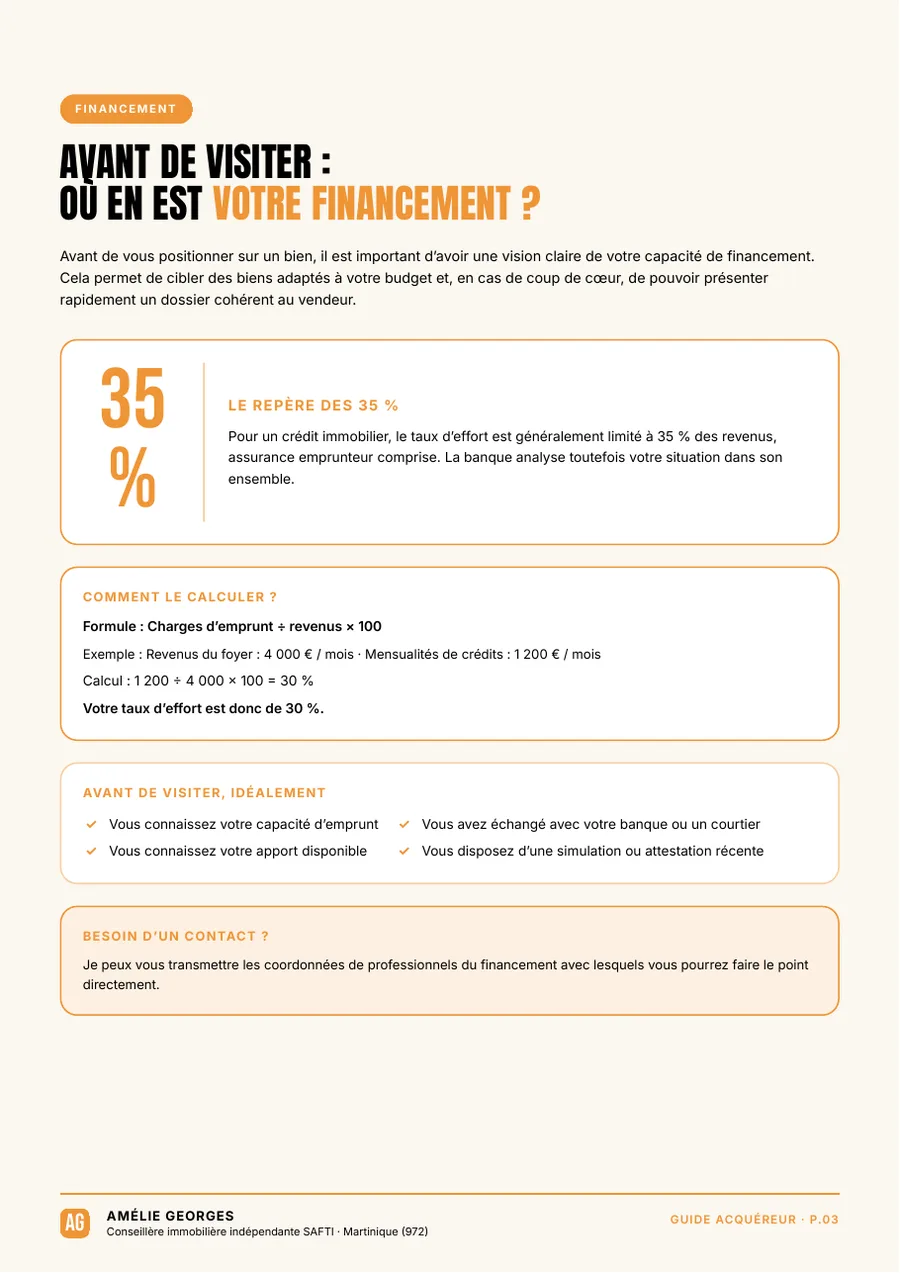 Page du guide : Votre financement