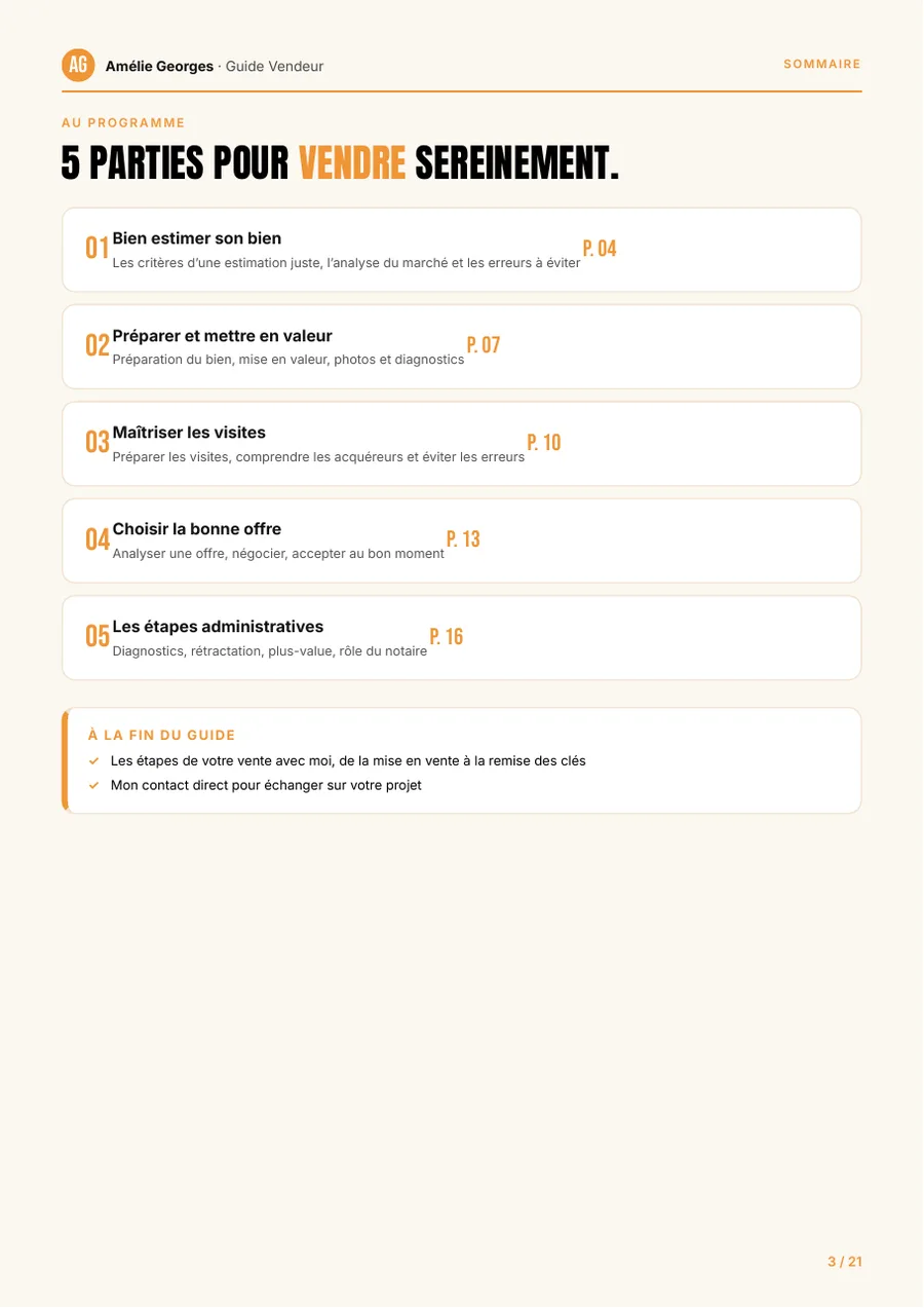 Page du guide : Le sommaire
